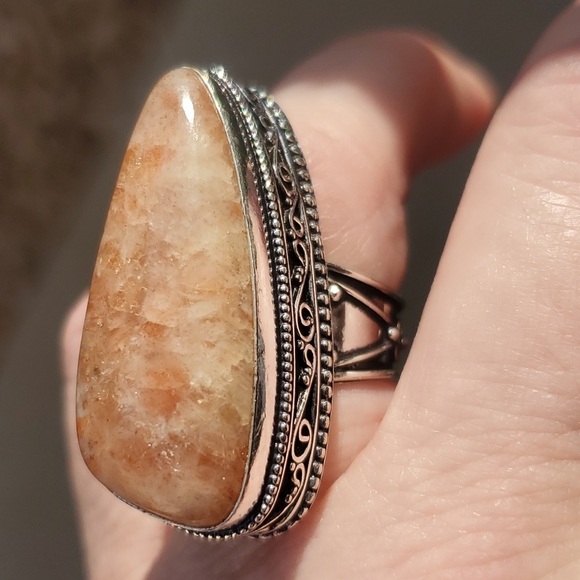 New Oversized Sunstone 925 Silver Statement Ring. - Picture 1 of 15